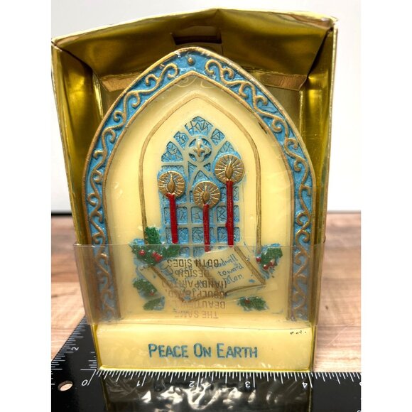 Christmas Inspirations Peace On Earth Candle By Jasco 1978 Never Used - Picture 2 of 5